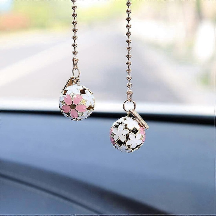 Pandantiv auto cu flori de cires, accesorii pentru oglinda retrovizoare, metal, 6 stiluri disponibile