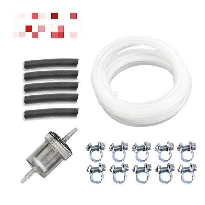 Tápcső készlet szűrőkkel és bilincsekkel Eberspacher/Webasto fűtéshez, 5m, fehér/fekete, 1 dízel szűrő