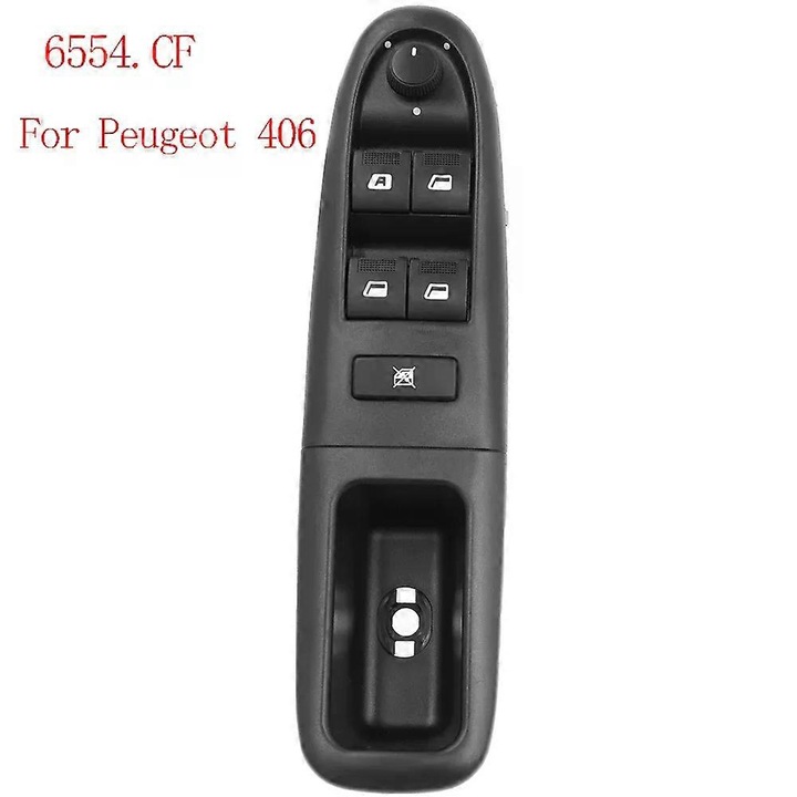 Elektromos ablakemelő kapcsoló 6554CF/6554KT/6554QC/6554ER, kompatibilis Peugeot 307/207, Citroen C3 Picasso (2000+), 9/13 tűs csatlakozóval, ABS műanyagból, fekete, 1 db