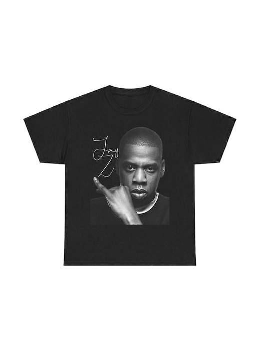 Unisex póló, Jay Z mintával, pamut, fekete