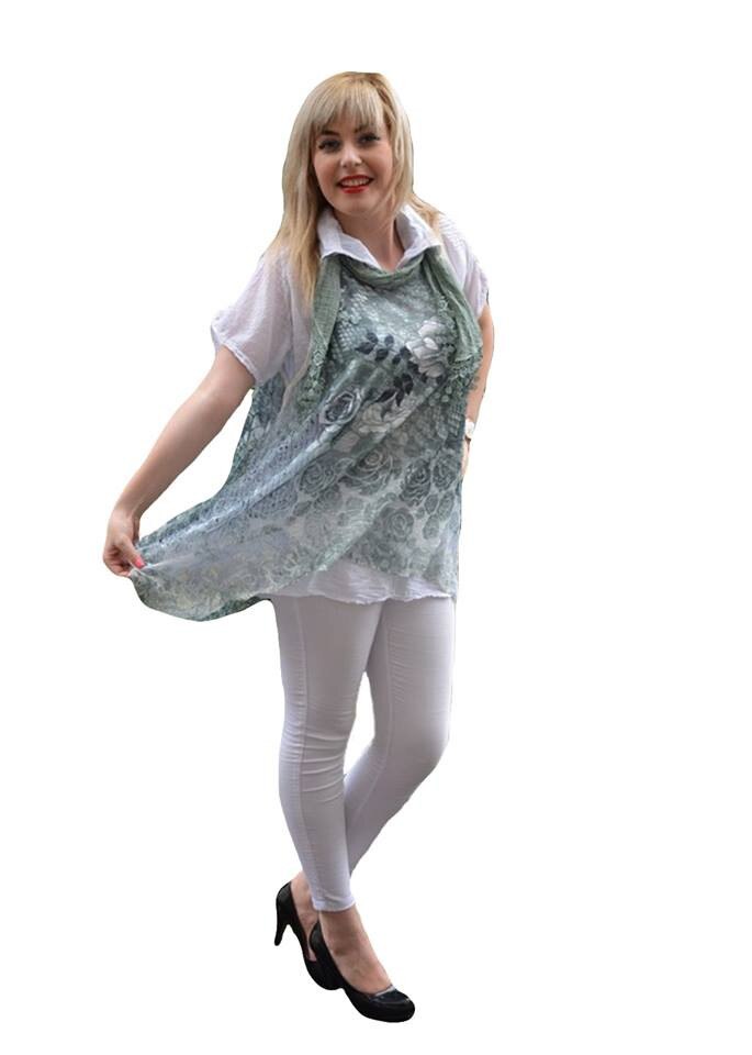 Bluza lejera cu imprimeu floral,masura mare,D&J Exclusive, Verde