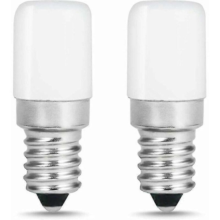 E14 LED izzó 6500K, alacsony fogyasztás A osztály, ideális hűtőszekrényhez és páraelszívóhoz, Fehér, 2 darab