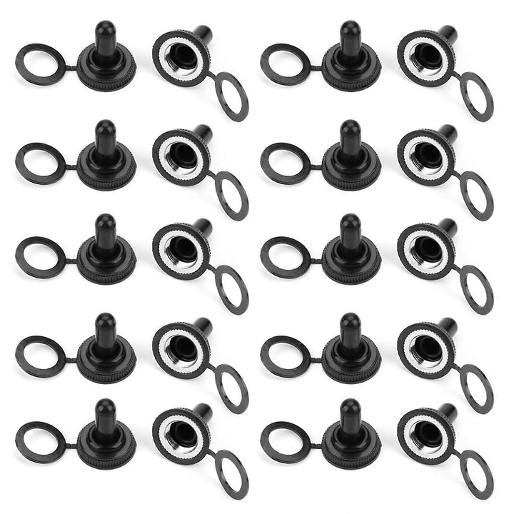 Set 20 bucati capac impermeabil din cauciuc pentru intrerupatoare rocker 12mm, dimensiune compacta