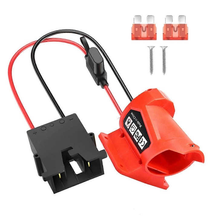 Akkumulátor adapter, 12V, M12, Műanyag, Piros