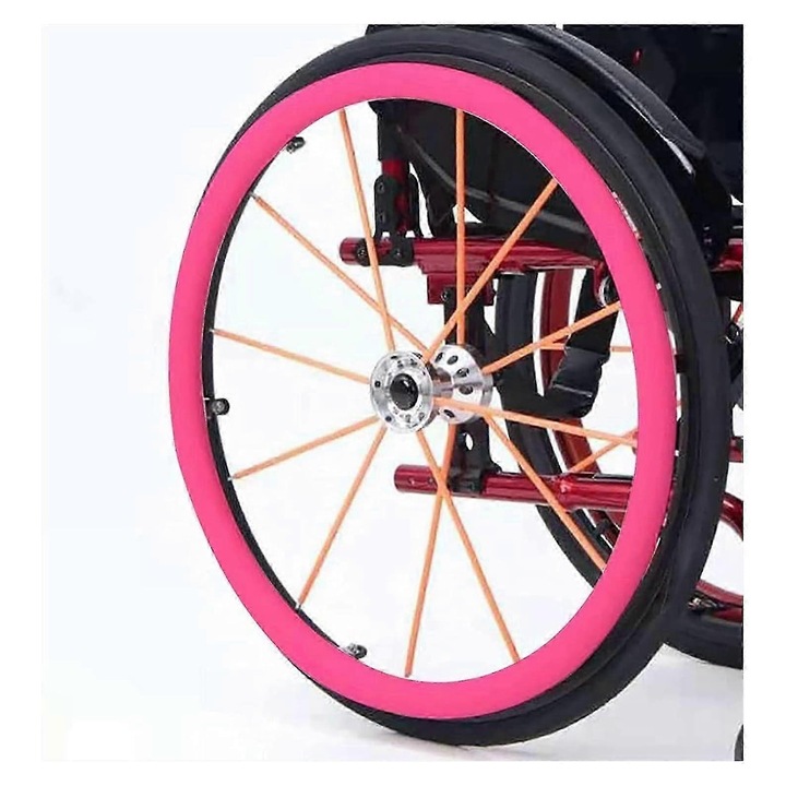 Set 2 Capace roti spate pentru scaun cu rotile, 22 x 24 inch, Imbunatatesc aderenta si tractiunea, Roz