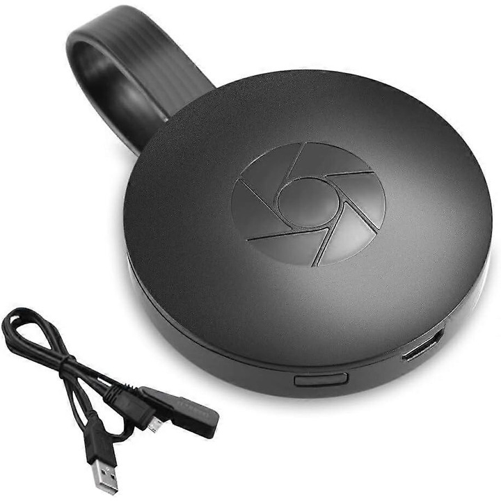 Dongle portabil pentru proiectie wireless, Compatibil cu iPhone/iPad/Android/Windows/Mac, Negru