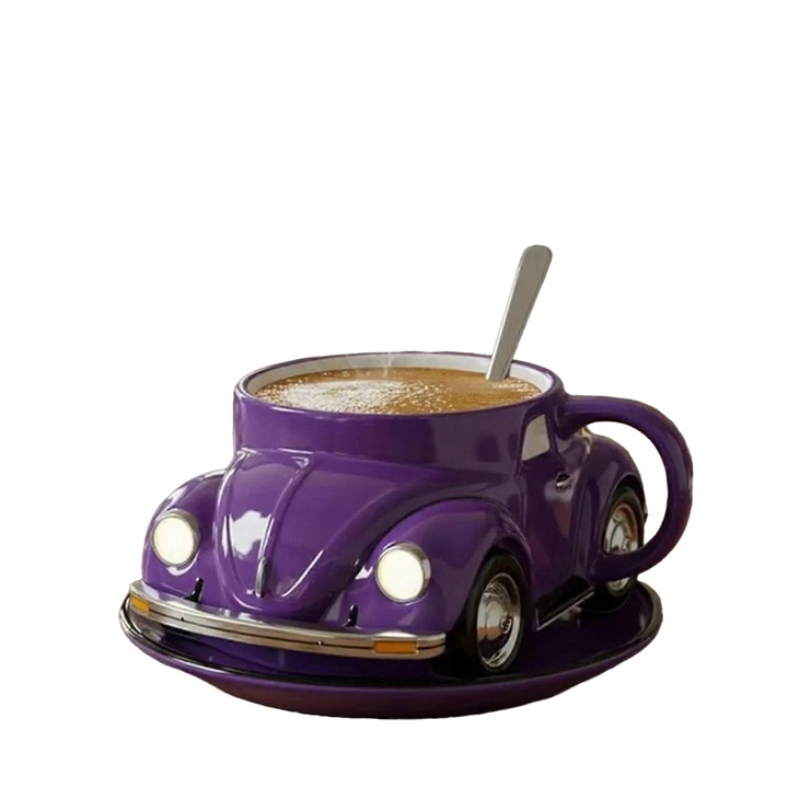 Cana creativa in forma de masina, design retro, mov, set 1 bucata