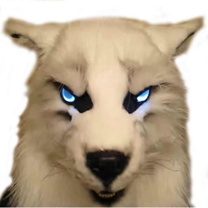 Masca de fata varcolac, alb, dimensiune universala, cu ochi stralucitori si maxilar mobil