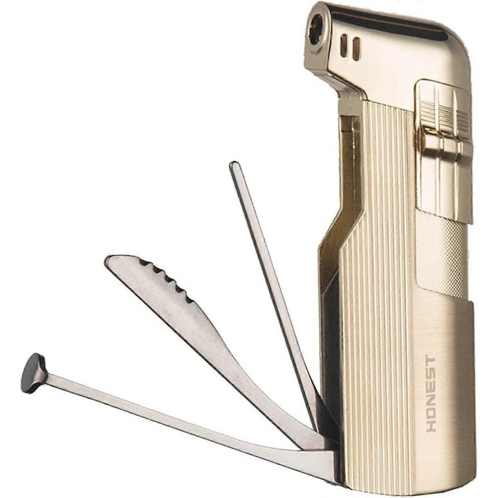 Bricheta pentru pipe, design clasic, metal, aurie, 8x4.5x2.5cm, set cu cutie cadou