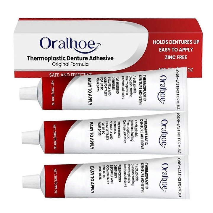 Adeziv pentru proteze dentare, 3 bucati, formula speciala, confort de lunga durata