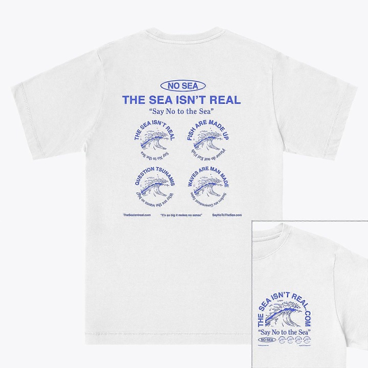 Мъжка тениска, The Sea Isn't, 100% памук, удобна, бяла, XL