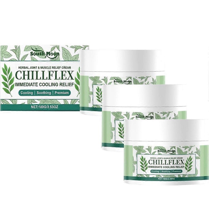 Crema de relief cu mentol Chillflex pentru disconfort articular si muscular, set 3pcs, gel, non-gras, absorbtie rapida