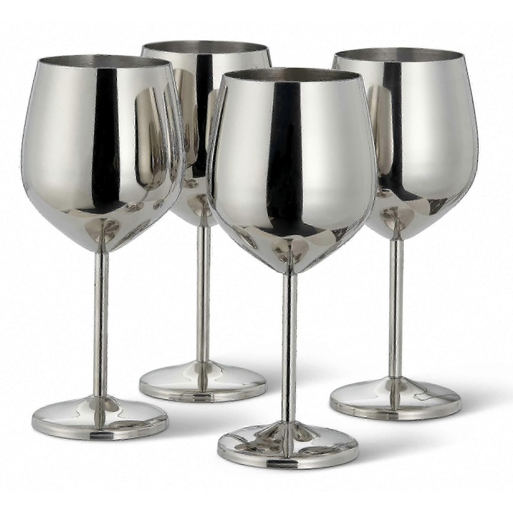 Set pahare din otel inoxidabil, unbreakable, argintii, stil clasic, pentru Craciun