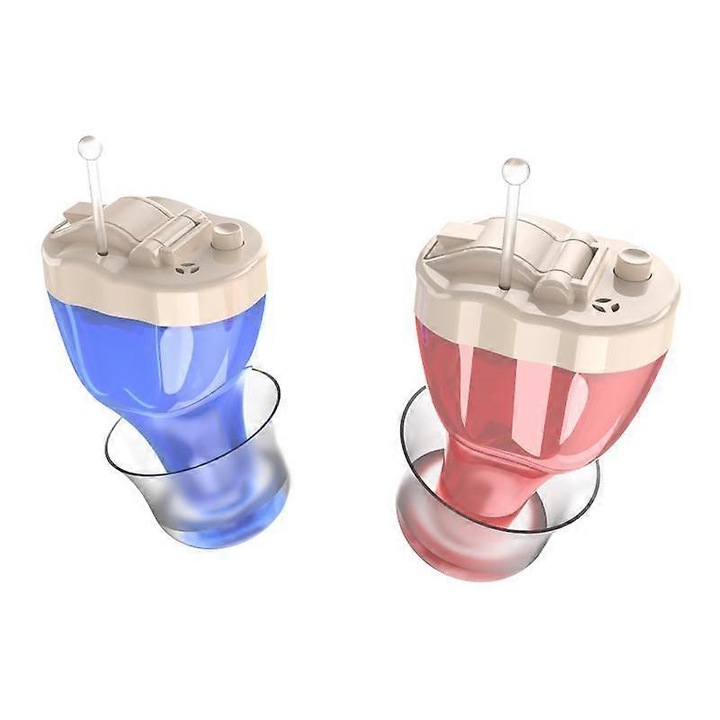 Aparat auditiv digital cu reducere a zgomotului, amplificator de sunet ajustabil, set stanga+dreapta, rosu+albastru