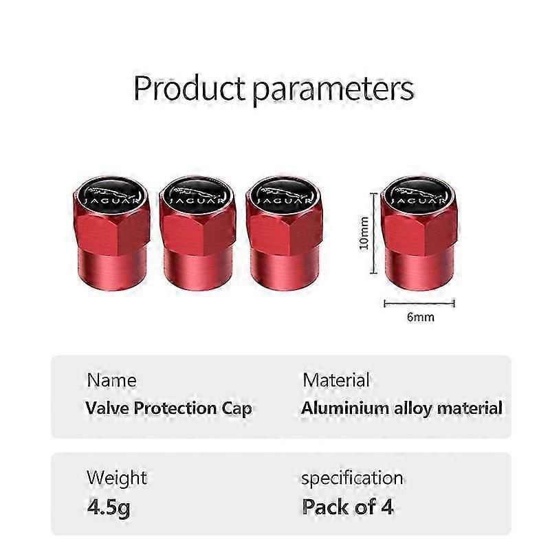 Capace ventil pentru roti auto set 4 bucati, aluminiu, rosu, 10x6mm ...