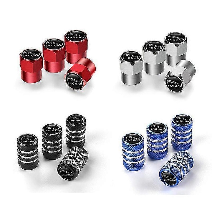 Capace ventil pentru roti auto set 4 bucati, aluminiu, rosu, 10x6mm ...