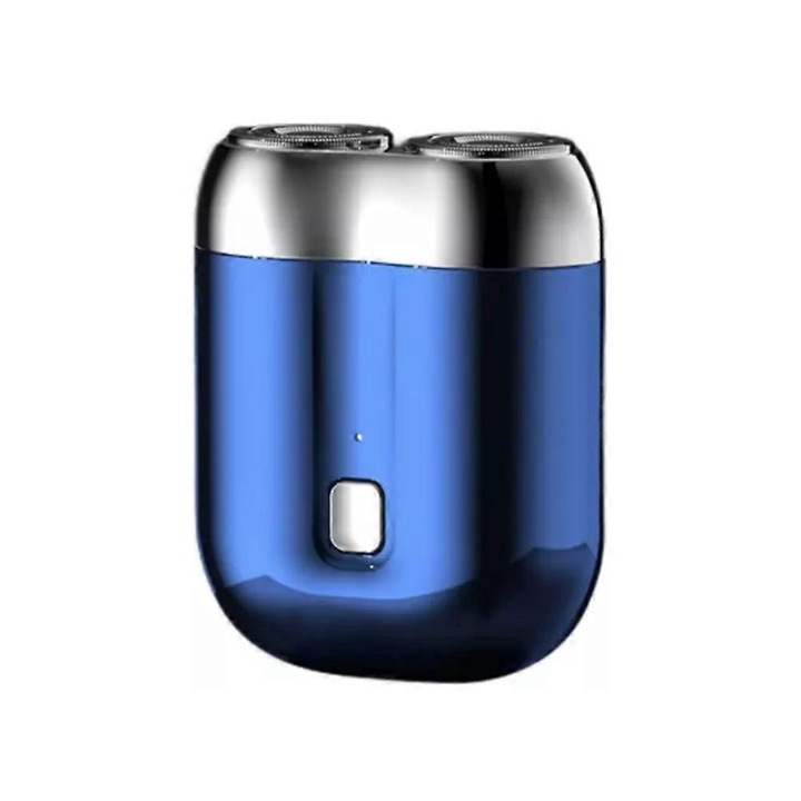Mini elektromos borotva, 6 forgó pengével, vízálló, kék, 1 órás töltés