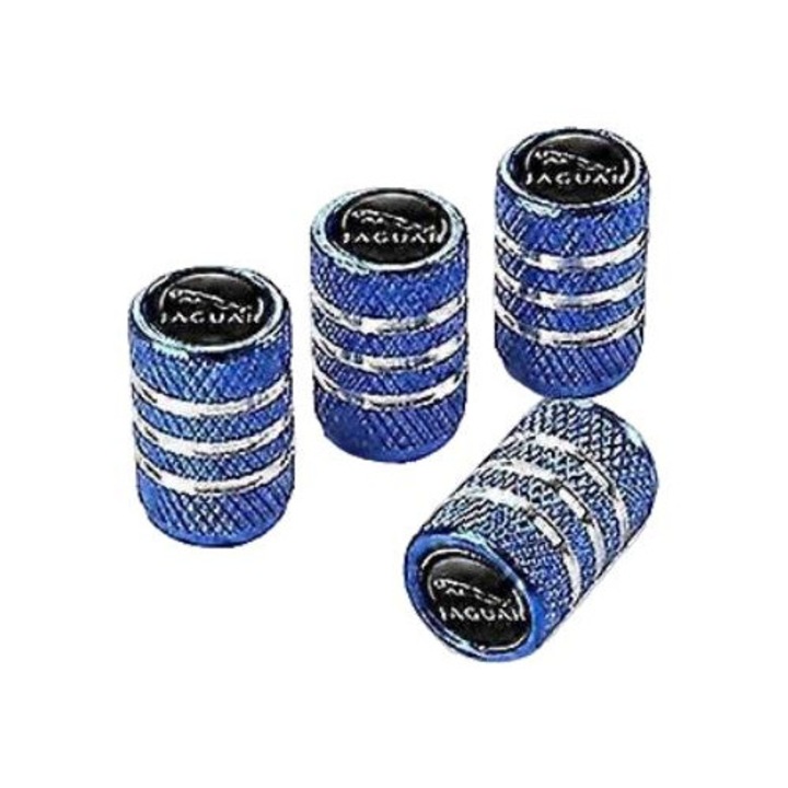 Capace ventil pentru roti auto, set 4 buc, aluminiu, albastru, 10x6mm