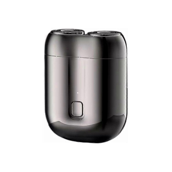 Mini elektromos borotva, 6 forgó rozsdamentes acél penge, vízálló, 6800 fordulat/perc, szürke