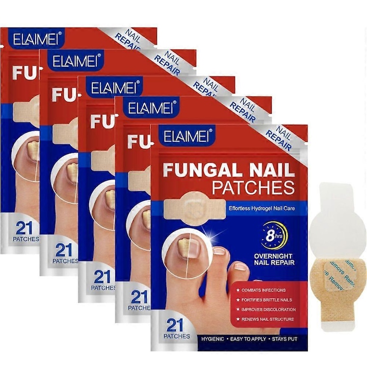 Plasturi pentru unghii, ELAIMEI, set 5 buc, restaurare unghii sanatoase, 13.5x1.5x19.9cm