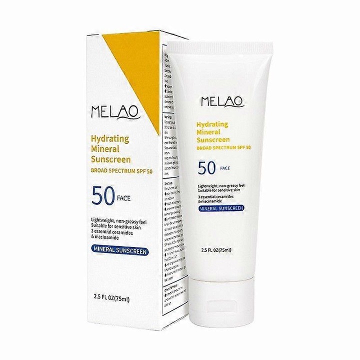 Crema de protectie solara minerala pentru fata SPF 50+, Melao, cu ceramide, set 3 bucati, waterproof, non-grasa