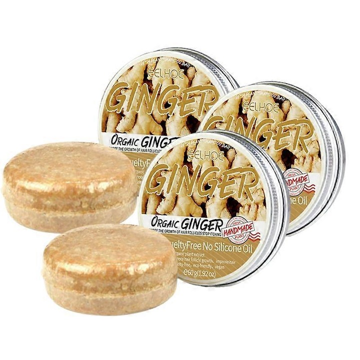 Комплект от 3 сапуна за регенерация на косата с джинджифил, Eelhoe, стимулира растежа на косата, против косопад, 60гр