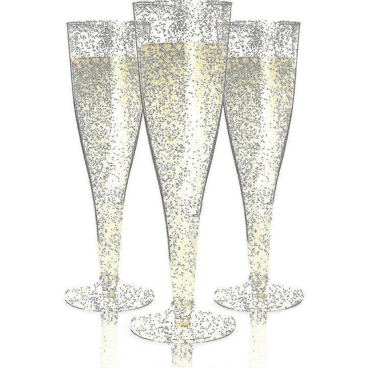 30 darabos pezsgőspohár készlet, műanyag, újrafelhasználható, többszínű