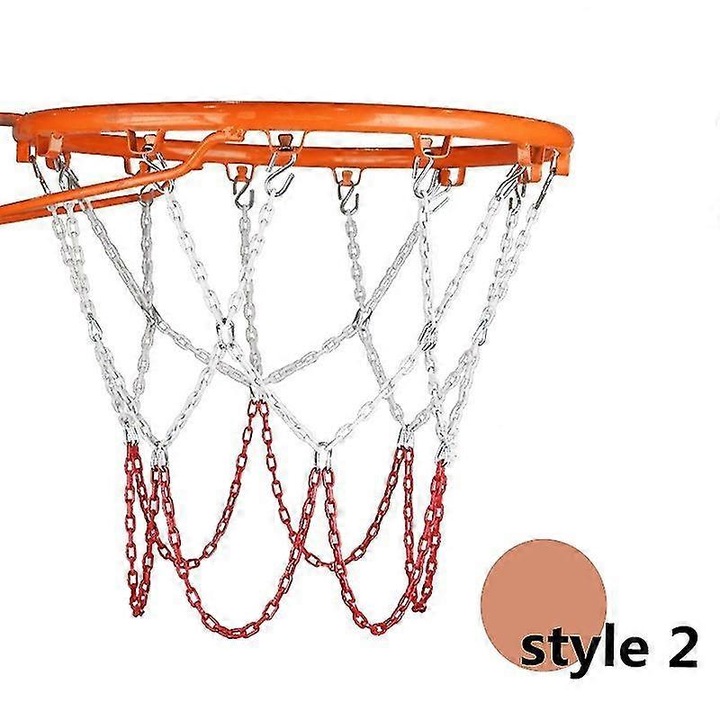 Kosárlabda láncháló, horganyzott acél, rozsdamentes, Style 2, ezüst/piros