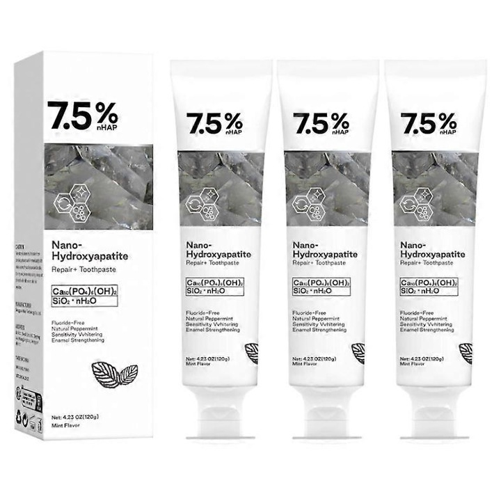 Fogkrém, 7.5% Hap, tisztító és fehérítő, menta, 120g, 3 darabos szett