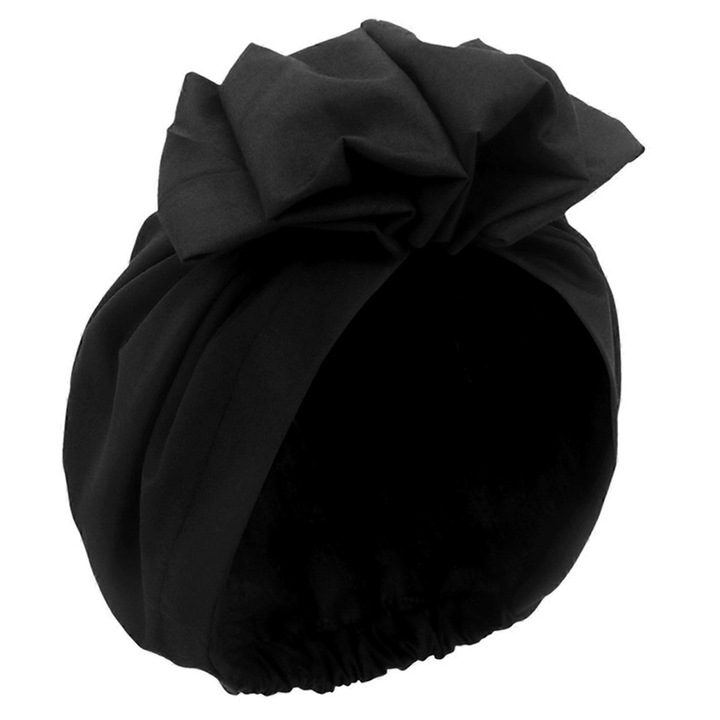 Caciula prelegata cu flori, neagra, dimensiune unica, pentru femei si fete, ideala pentru activitati zilnice si somn