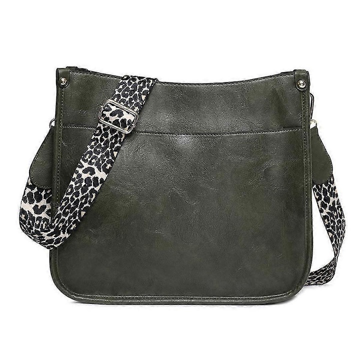 Női válltáska, stílusos modell, nagy kapacitású, sötétzöld, PU anyag, 230x10x27cm