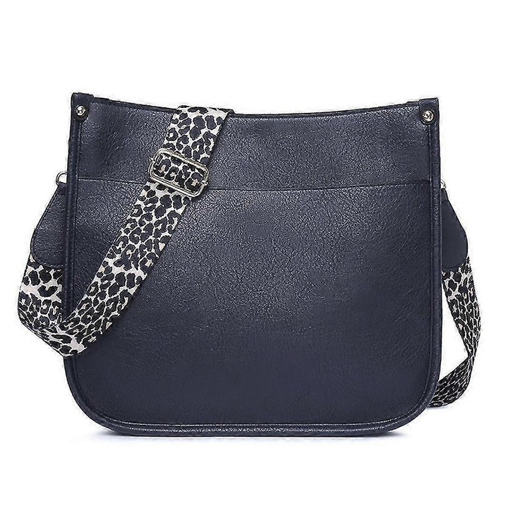 Női válltáska, sötétkék, 28x10x27cm, nagy kapacitású, PU anyagból