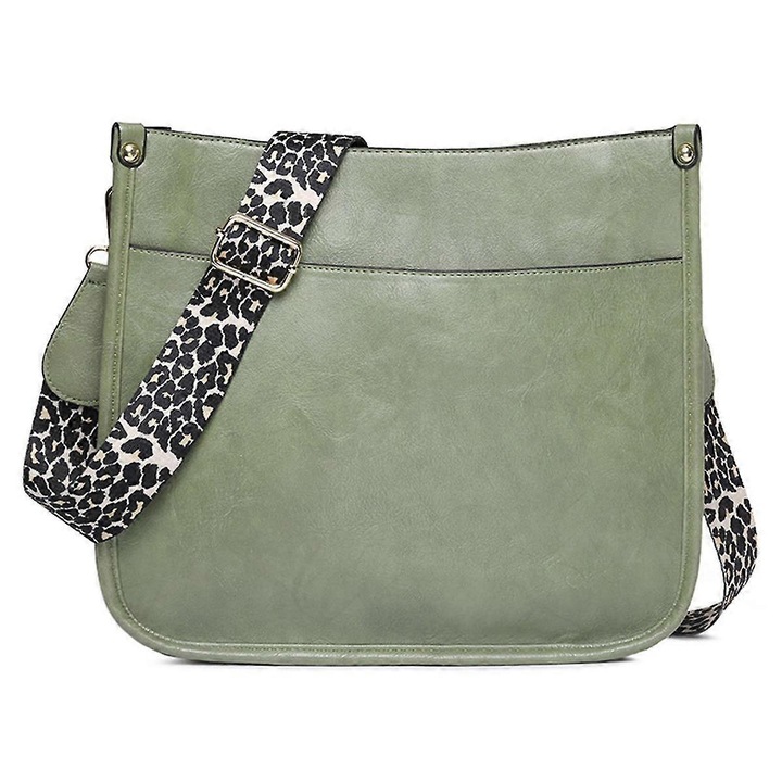 Női válltáska, fűzöld, 28x10x27cm, nagy kapacitású, PU anyagból