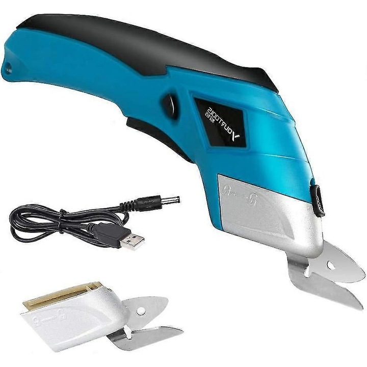 Foarfeca electrica cu acumulator, 4V, pentru diverse materiale, set cu 2 tipuri de lame