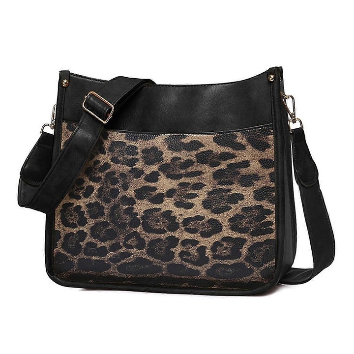 Női válltáska, leopárd mintás, 28x10x27cm, műbőr