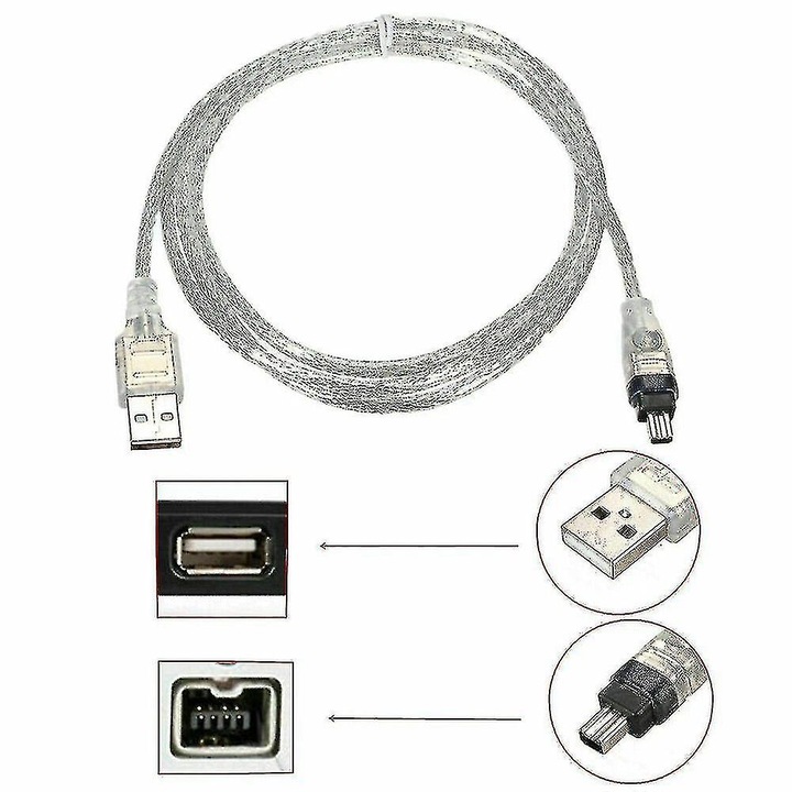 MiniDV USB IEEE 1394 adatkábel 1.5m fekete