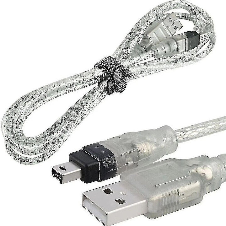 Cablu USB Mini DV 1.5m pentru transfer video, audio si date, compatibil cu camere video 4-pin 1394
