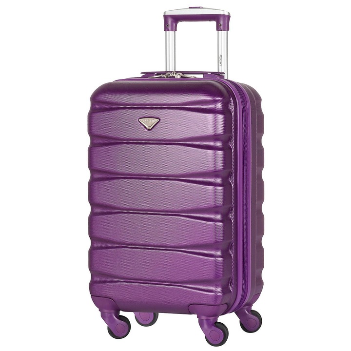 Troler cabina 4 roti, 55x35x20cm, violet, set aprobat pentru zbor