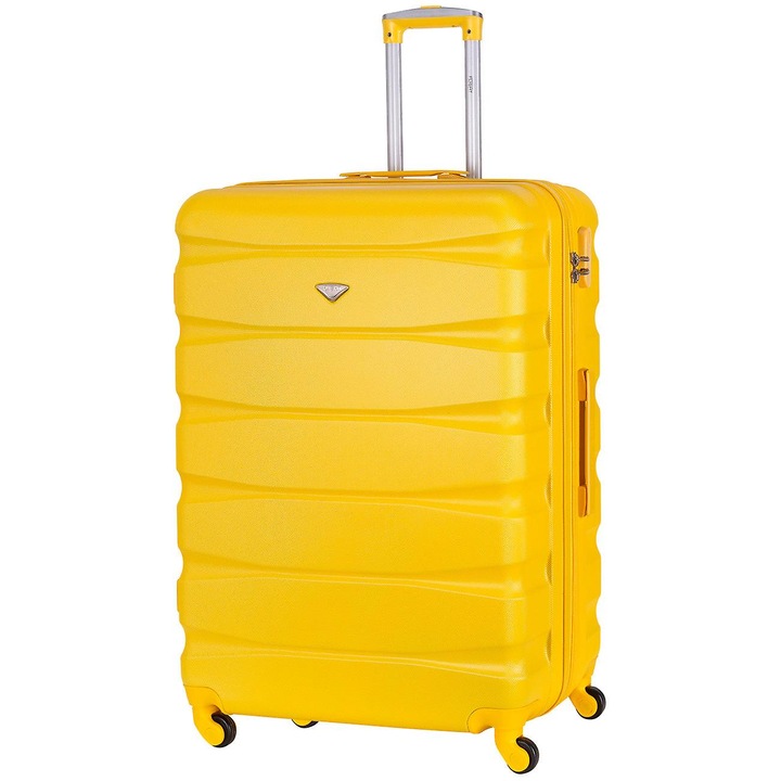 Troler cabina 4 roti, 25", galben, compatibil cu 109 companii aeriene