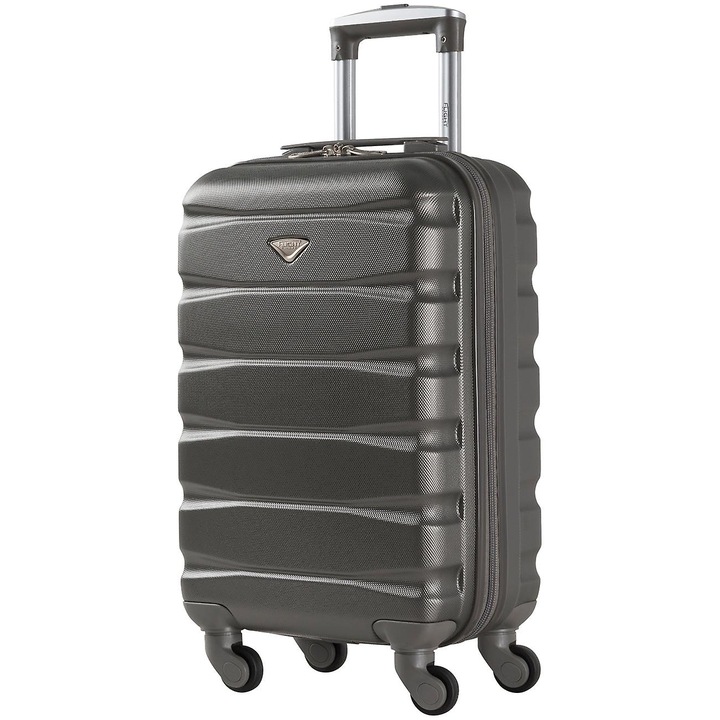 Troler cabina 4 roti, 55x35x20cm, gri charbon, set aprobat pentru zboruri