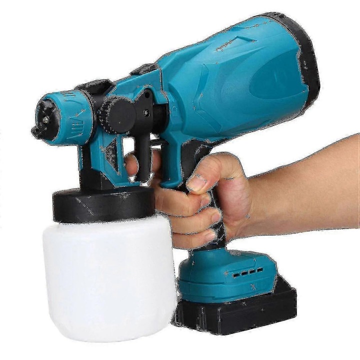 Pistol de vopsit electric, 18V, compatibil cu vopsele pe baza de apa si ulei, fara fir, capacitate 800ML, latime spray 200-300MM