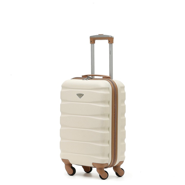Troler cabina 4 roti, 55x35x20cm, crem/maro, set de trolere