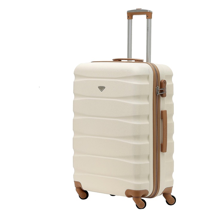 Troler cabina 4 roti, 25 inch, crem/maro, set de trolere