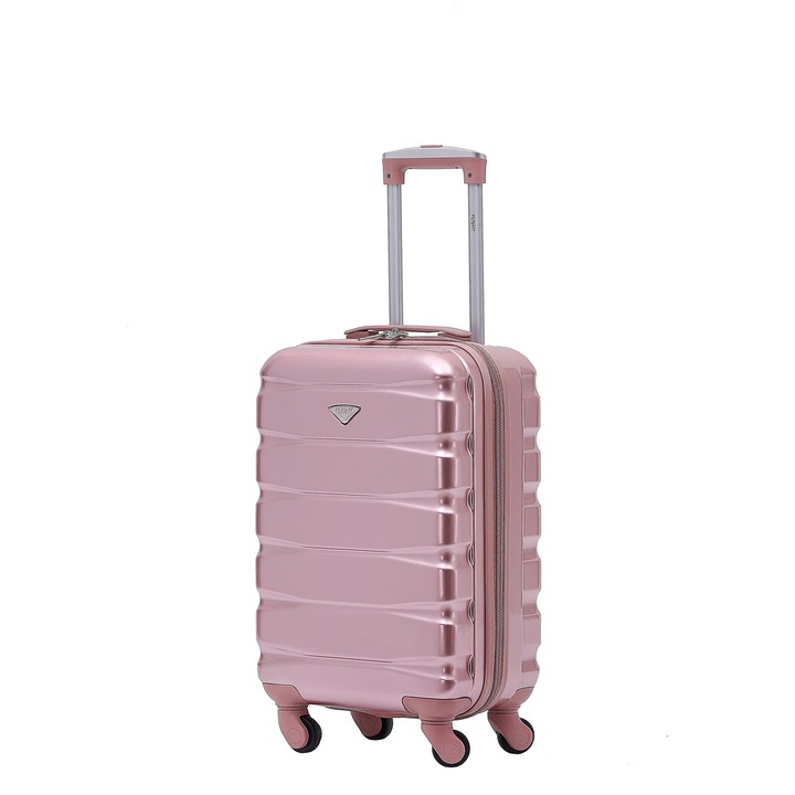 Troler cabina 4 roti, 55x35x20cm, roz lucios, set de trolere