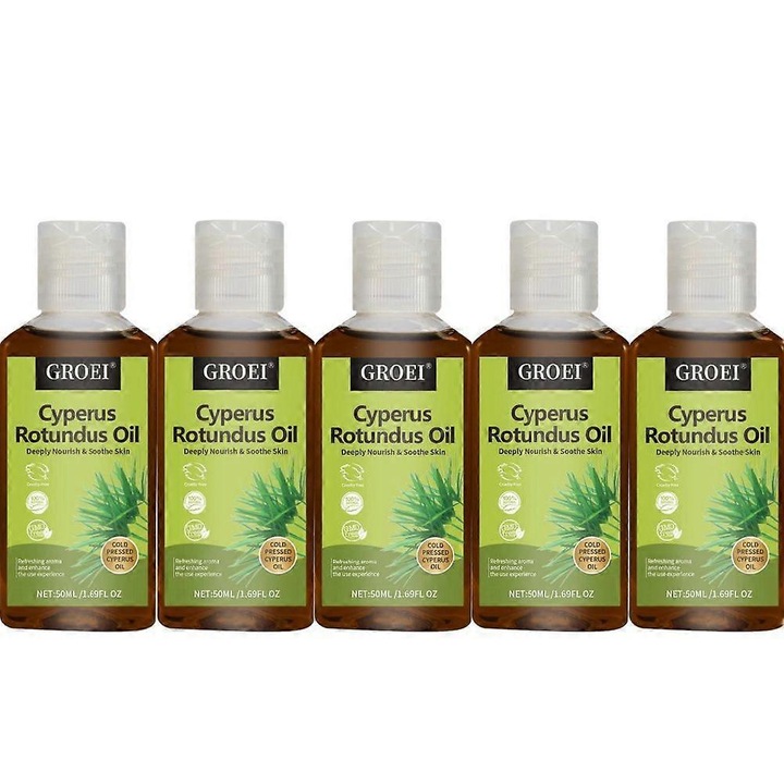 Комплект от 5 бутилки масло от Cyperus Rotundus за обезкосмяване, 50 мл