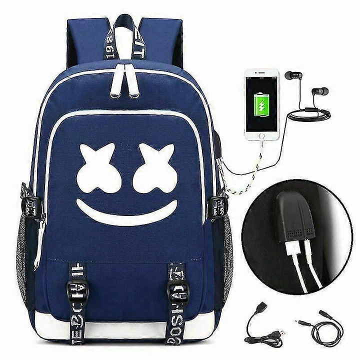 Rucsac student, albastru, 44x15x30cm, material Oxford, set 1 buc.