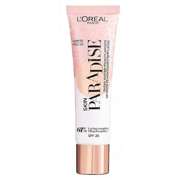 Fond de ten hidratant L'Oreal Skin Paradise, nuanta Light 03, SPF 20, 30ml