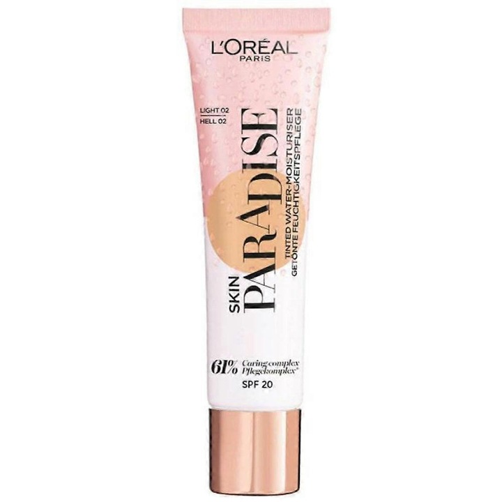 Fond de ten hidratant L'Oreal Skin Paradise, nuanta Light 02, SPF 20, 30ml