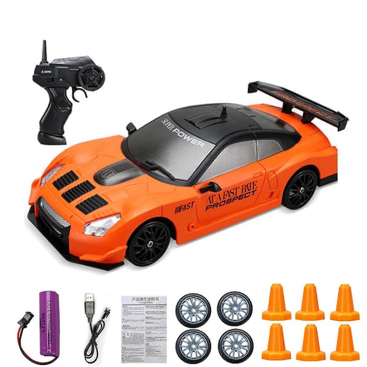 RC drift autó 4WD 1/24 többszínű 18x8x5cm szett