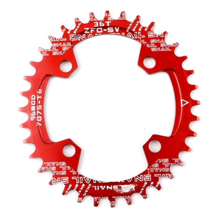 Foie de angrenaj bicicleta, 32T/34T/36T/38T, oval, aluminiu, rosu, set